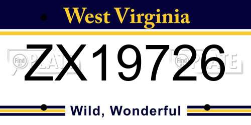 ZX19726 West Virginia License Plate