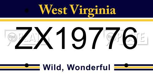 ZX19776 West Virginia License Plate