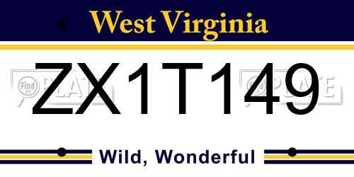 ZX1T149 West Virginia License Plate