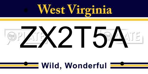 ZX2T5A West Virginia License Plate