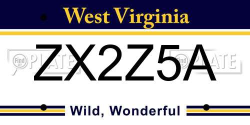 ZX2Z5A West Virginia License Plate