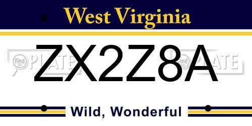 ZX2Z8A West Virginia License Plate