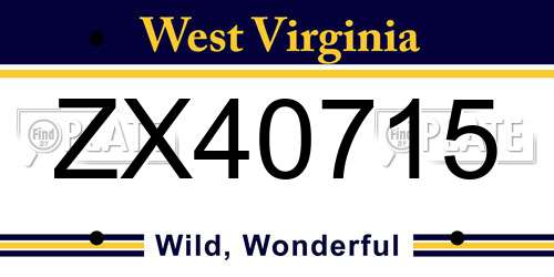 ZX40715 West Virginia License Plate