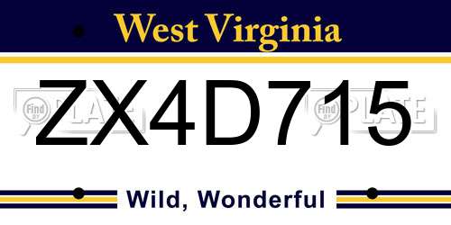 ZX4D715 West Virginia License Plate