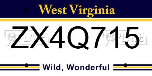 ZX4Q715 West Virginia License Plate