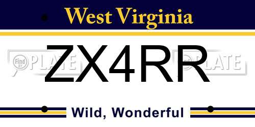 ZX4RR West Virginia License Plate