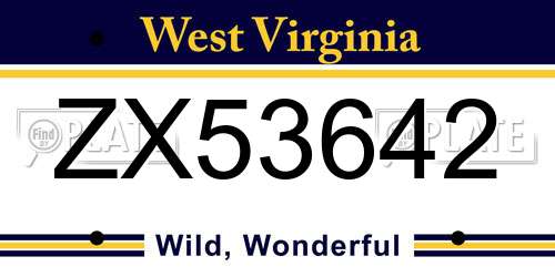 ZX53642 West Virginia License Plate