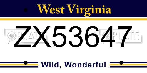 ZX53647 West Virginia License Plate