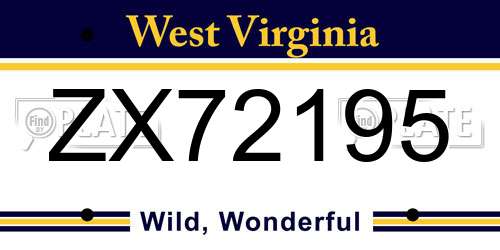 ZX72195 West Virginia License Plate
