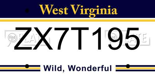 ZX7T195 West Virginia License Plate