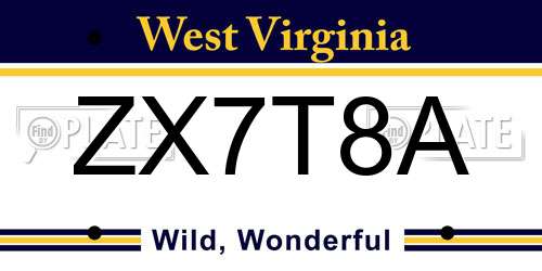 ZX7T8A West Virginia License Plate