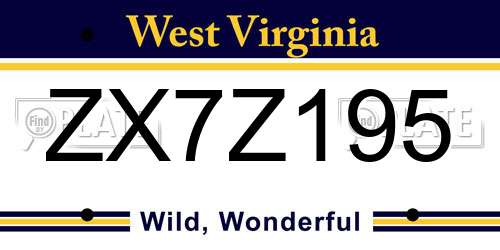 ZX7Z195 West Virginia License Plate