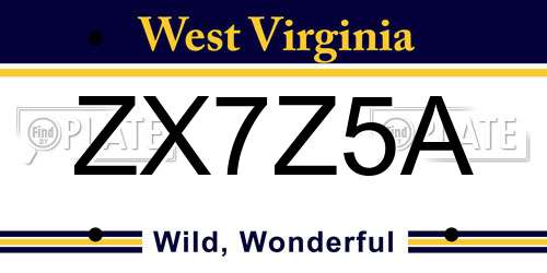 ZX7Z5A West Virginia License Plate