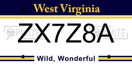 ZX7Z8A West Virginia License Plate