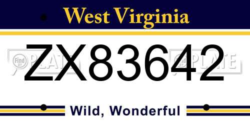 ZX83642 West Virginia License Plate