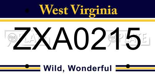 ZXA0215 West Virginia License Plate