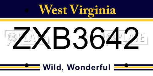 ZXB3642 West Virginia License Plate