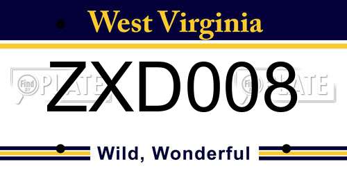 ZXD008 West Virginia License Plate