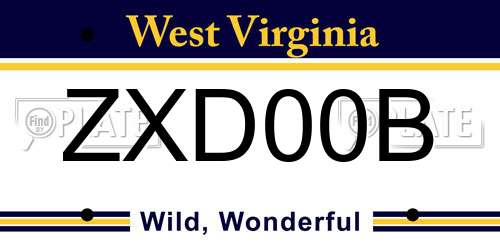 ZXD00B West Virginia License Plate