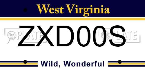 ZXD00S West Virginia License Plate