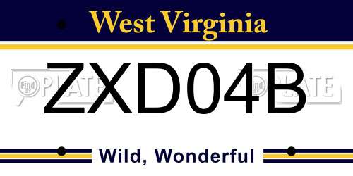 ZXD04B West Virginia License Plate