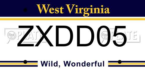 ZXDD05 West Virginia License Plate
