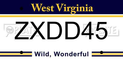 ZXDD45 West Virginia License Plate