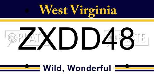 ZXDD48 West Virginia License Plate