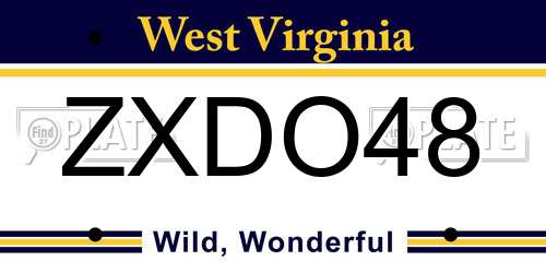ZXDO48 West Virginia License Plate