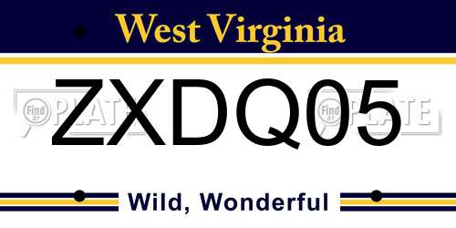 ZXDQ05 West Virginia License Plate