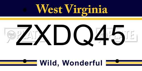 ZXDQ45 West Virginia License Plate