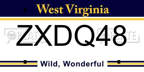 ZXDQ48 West Virginia License Plate