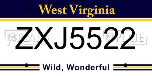 ZXJ5522 West Virginia License Plate