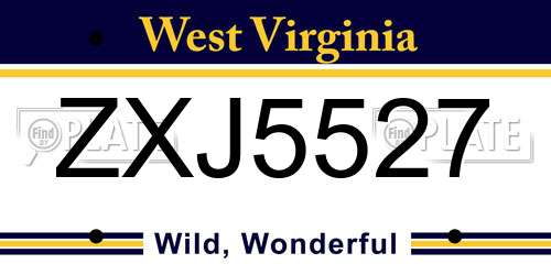ZXJ5527 West Virginia License Plate