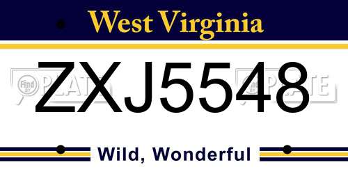 ZXJ5548 West Virginia License Plate