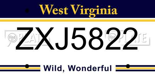 ZXJ5822 West Virginia License Plate