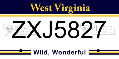 ZXJ5827 West Virginia License Plate