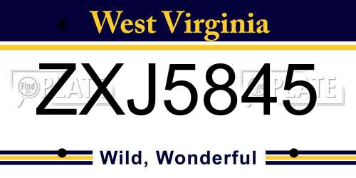 ZXJ5845 West Virginia License Plate