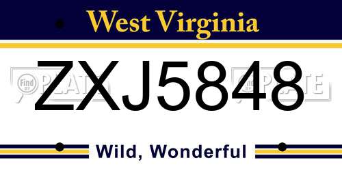 ZXJ5848 West Virginia License Plate