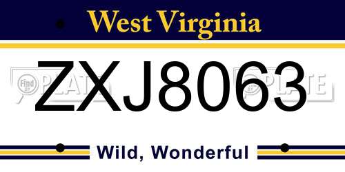 ZXJ8063 West Virginia License Plate