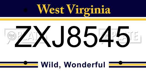 ZXJ8545 West Virginia License Plate