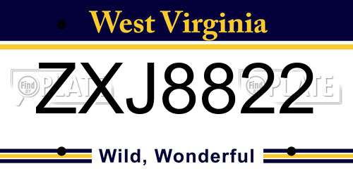 ZXJ8822 West Virginia License Plate