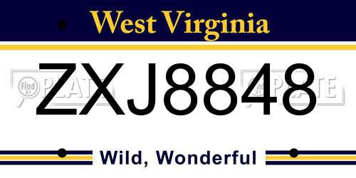 ZXJ8848 West Virginia License Plate