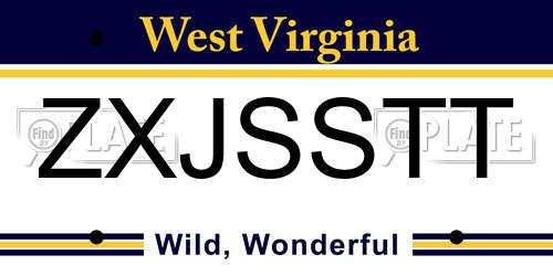 ZXJSSTT West Virginia License Plate