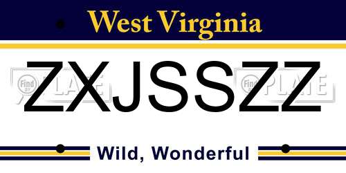ZXJSSZZ West Virginia License Plate