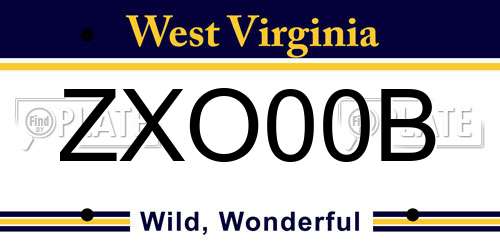 ZXO00B West Virginia License Plate