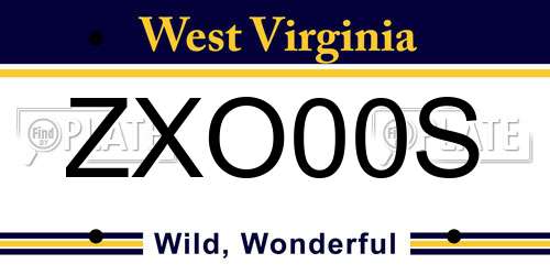 ZXO00S West Virginia License Plate