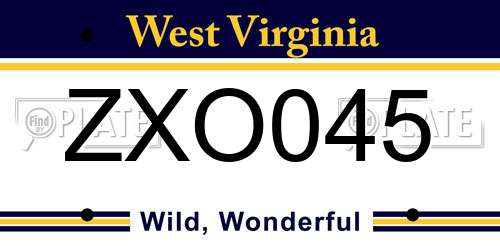 ZXO045 West Virginia License Plate