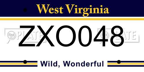 ZXO048 West Virginia License Plate