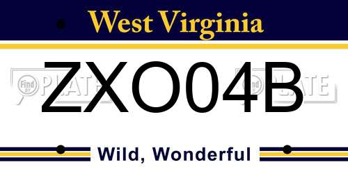 ZXO04B West Virginia License Plate